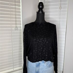 Terez Black Leopard Long Sleeve Top